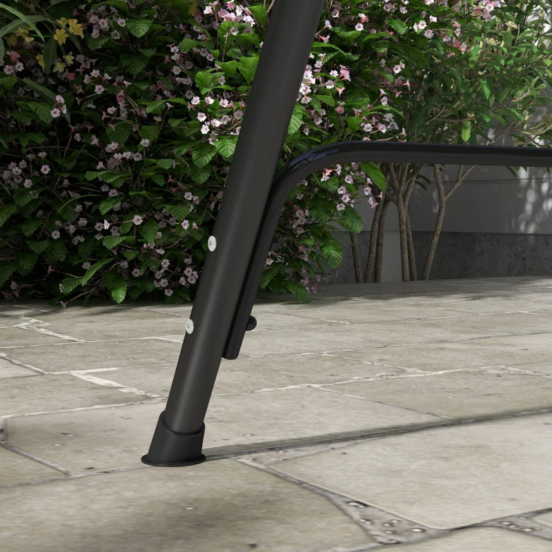 Outsunny 3-Seat Outdoor Patio Swing Chair w/ Cushion, Steel Frame Stand, Adjustable Tilt Canopy for Patio, Garden, Beige & Green