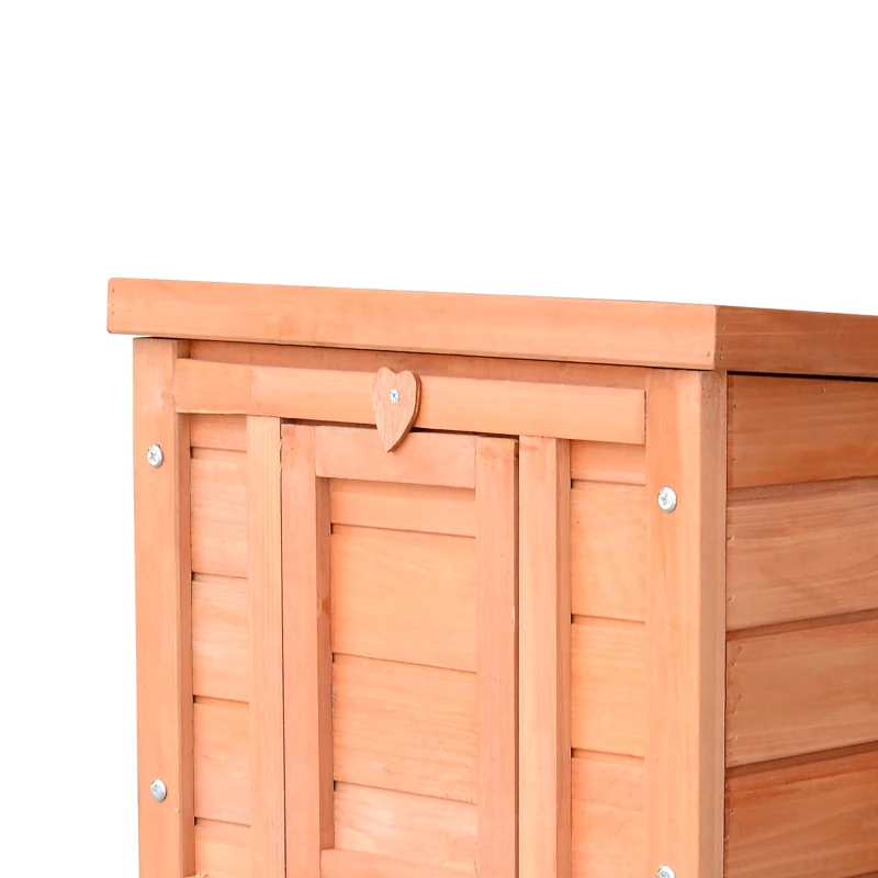 PawHut Wooden Rabbit Hutch Bunny Cage Outdoor Cat House Guinea Pig Cage Duck Shelter, Indoor Outdoor Use, 20"x16.5"x17", Orange