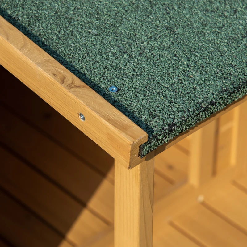 PawHut Wooden Dog House Outdoor for 2 Medium Small Dogs with Porch