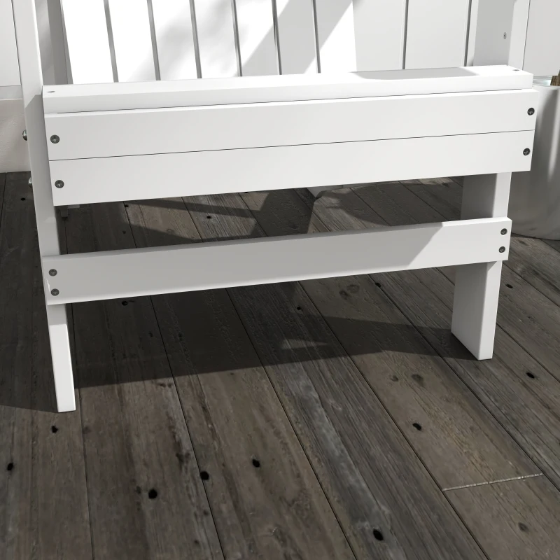 Outsunny Oversized Adirondack Chair, Outdoor Fire Pit and Porch Seating, Classic Log Lounge w/ Built-in Cupholder, White