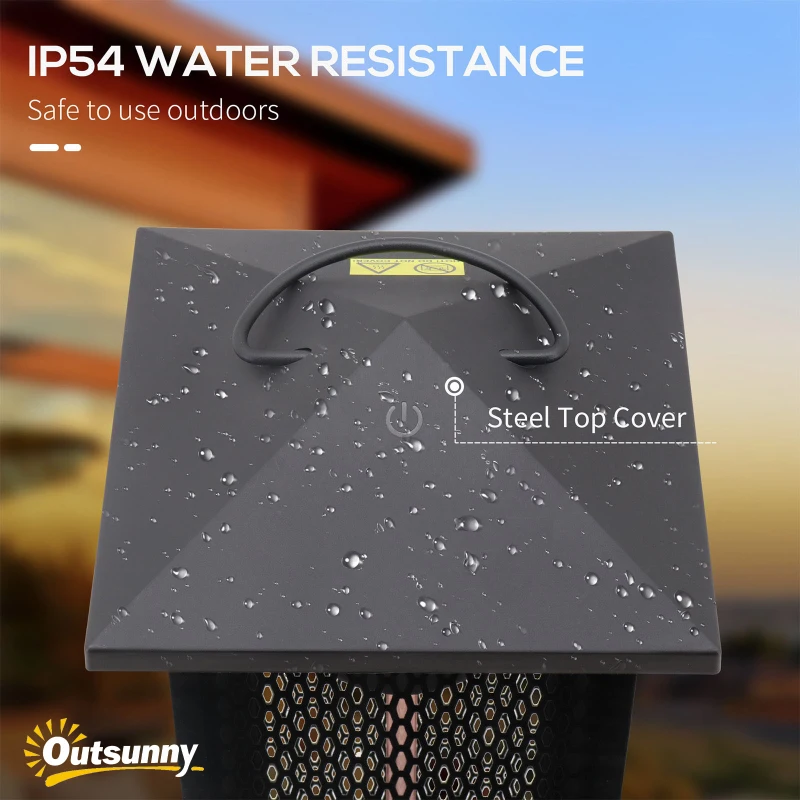 Outsunny Small Patio Heater, 1500W Electric Infrared Outdoor Heater with IP54 Safety Rating & Tip-Over Protection, Silent Design, Handle & Burn Shield, Black