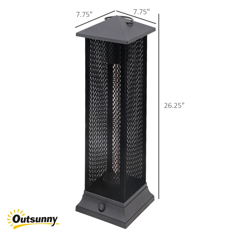 Outsunny Small Patio Heater, 1500W Electric Infrared Outdoor Heater with IP54 Safety Rating & Tip-Over Protection, Silent Design, Handle & Burn Shield, Black