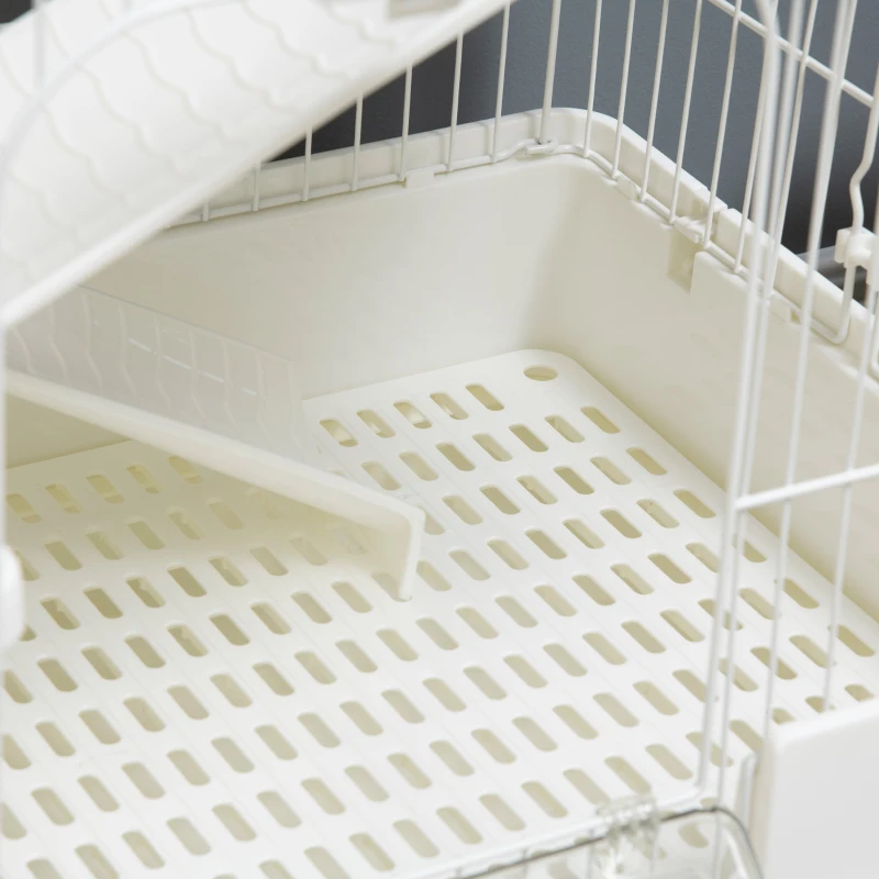 PawHut 32"L 4-Level Small Animal Cage Rabbit Hutch with Universal Lockable Wheels, Slide-out Tray for Bunny, Chinchillas, Ferret, White