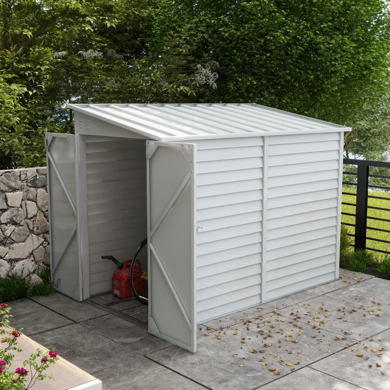 Outsunny 4.6ft x 9ft Metal Storage Shed Lockable Garden & Yard Tool & Outdoor Storage Shed, White