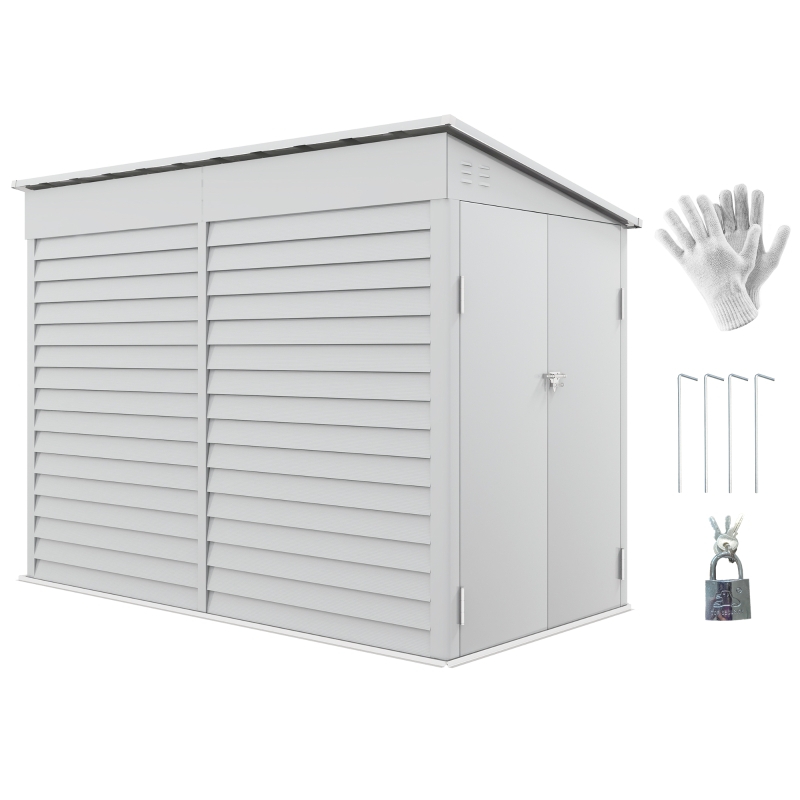 Outsunny White Garden Shed 4.6ft x 9ft Lockable for Lawn Mower