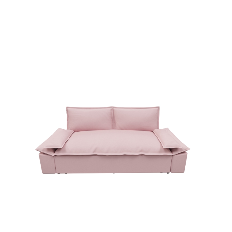 70" 3-in-1 Convertible Sleeper Sofa with 2 Soft Pillows, Multi-Functional Velvet Loveseat Bed, 70" L x 33" W x 36" H, Pink