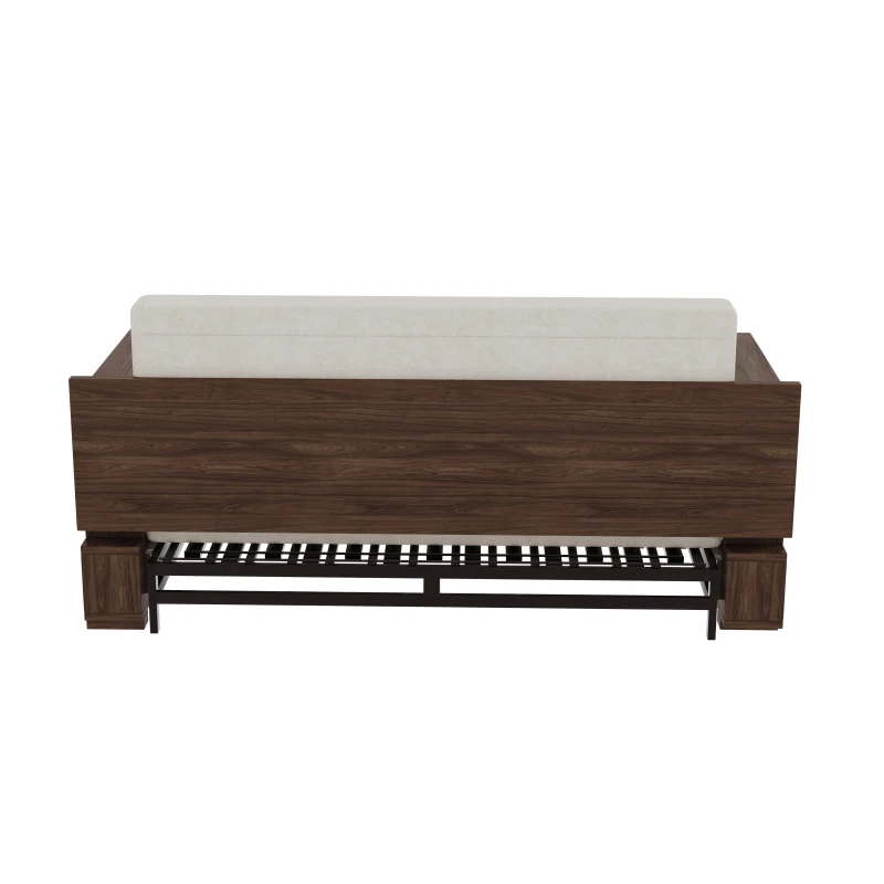 3-in-1 Convertible Sofa Bed with Pull Out Bed and Hidden Office Desk, Modern Velvet Loveseat Couch , 52.5" L x 30.5" W x 33" H, Beige