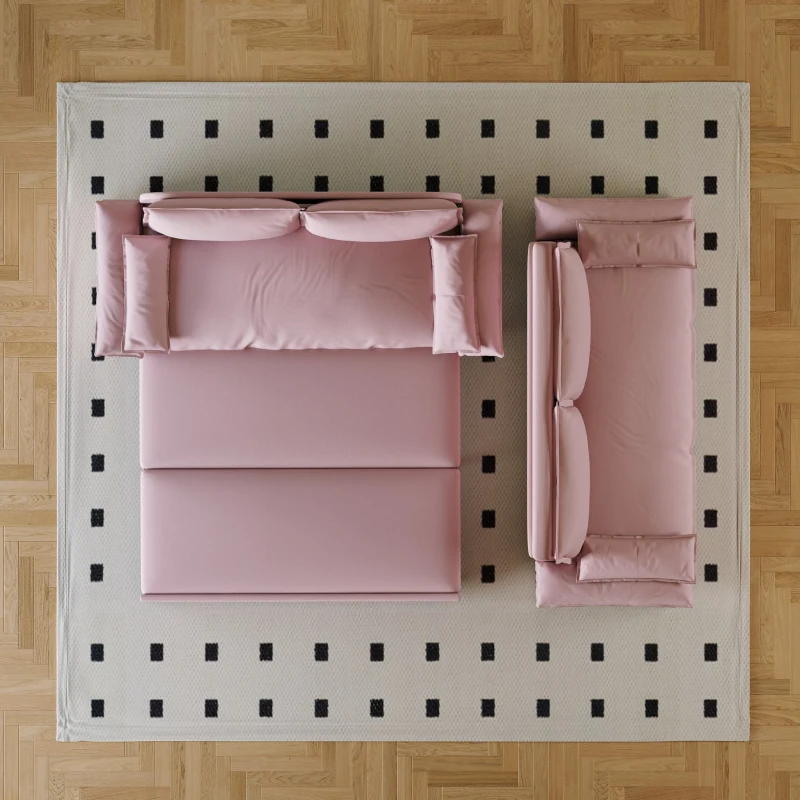 70" 3-in-1 Convertible Sleeper Sofa with 2 Soft Pillows, Multi-Functional Velvet Loveseat Bed, 70" L x 33" W x 36" H, Pink