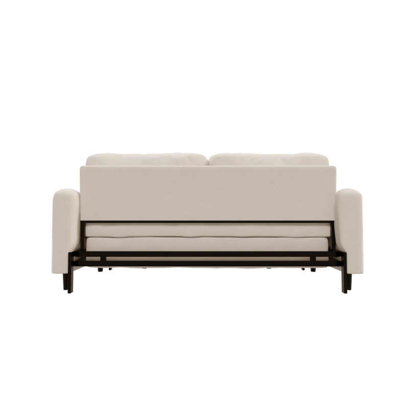 66" Hydraulic Convertible Sleeper with Storage and 2 Pillows, Tufted Button Upholstered Velvet Loveseat, 66" L x 35.5" W x 35" H, Beige