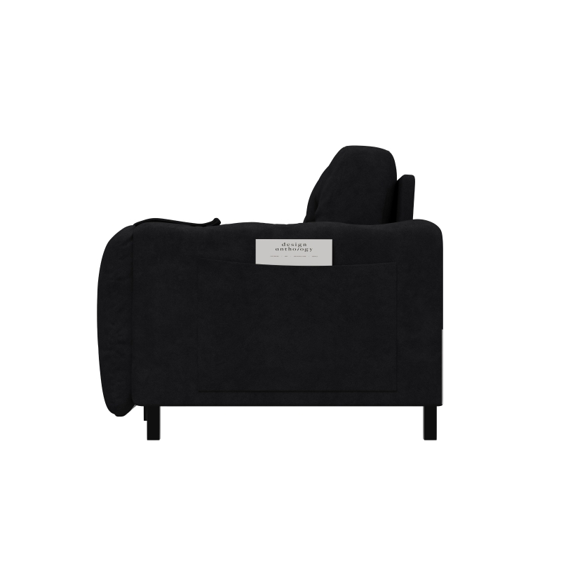66" Hydraulic Convertible Sleeper Sofa with Storage and 2 Soft Pillows, Tufted Button Upholstered Loveseat, 66" L x 35.5" W x 35" H, Black