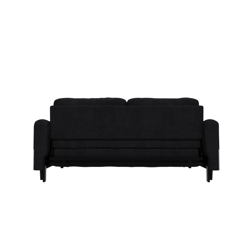 66" Hydraulic Convertible Sleeper Sofa with Storage and 2 Soft Pillows, Tufted Button Upholstered Loveseat, 66" L x 35.5" W x 35" H, Black