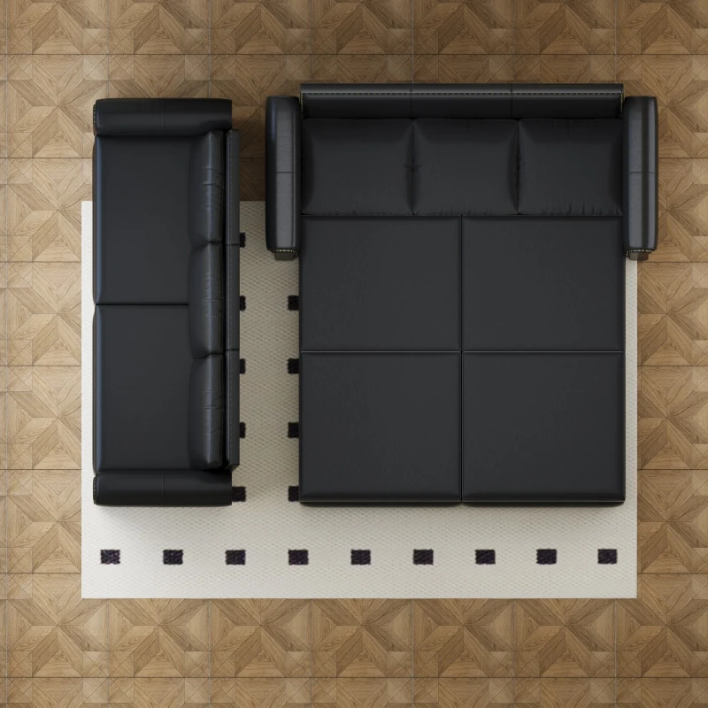 94" 3-in-1 Convertible Sleeper Sofa with Nailhead Trim & Rolled Arm, Chesterfield Sofa, Multi-Functional, 94" L x 35.5" W x 38.5" H, Black