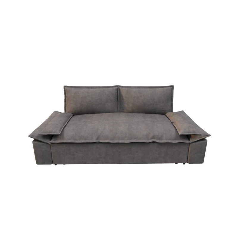 70" 3-in-1 Convertible Sleeper Sofa with 2 Soft Pillows, Multi-Functional Velvet Loveseat Bed, 70" L x 33" W x 36" H, Grey