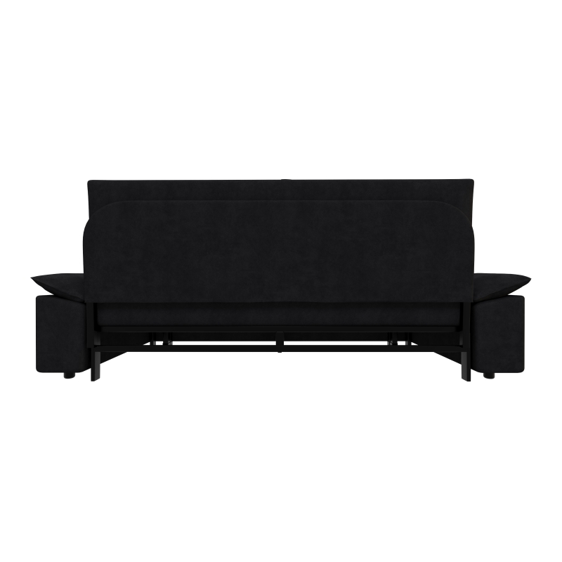 70" 3-in-1 Convertible Sleeper Sofa with 2 Soft Pillows, Multi-Functional Velvet Loveseat Bed, 70" L x 33" W x 36" H, Black
