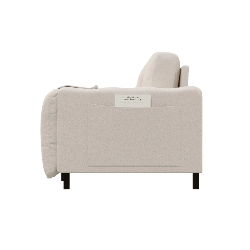 66" Hydraulic Convertible Sleeper with Storage and 2 Pillows, Tufted Button Upholstered Velvet Loveseat, 66" L x 35.5" W x 35" H, Beige