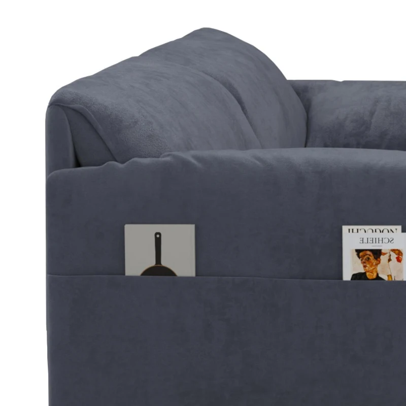 64" 3-in-1 Convertible Sleeper Sofa with Side Storage, Multi-Functional Velvet Loveseat Bed, 64" L x 33.5" W x 36" H, Grey