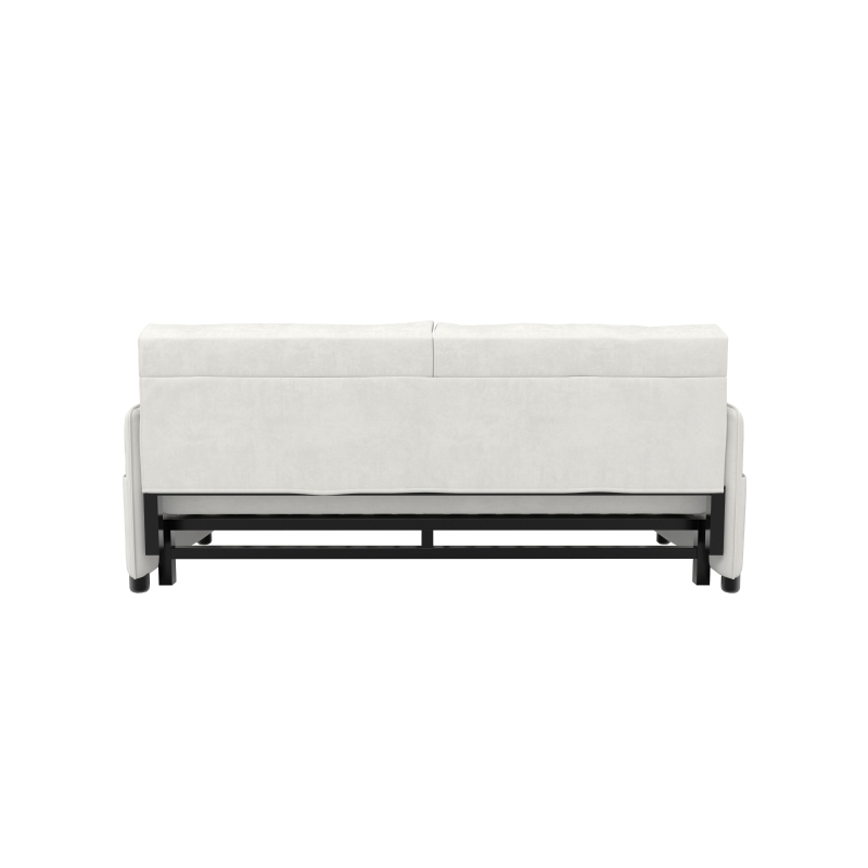 64" 3-in-1 Convertible Sleeper Sofa with Side Storage, Multi-Functional Velvet Loveseat Bed, 64" L x 33.5" W x 36" H, Beige