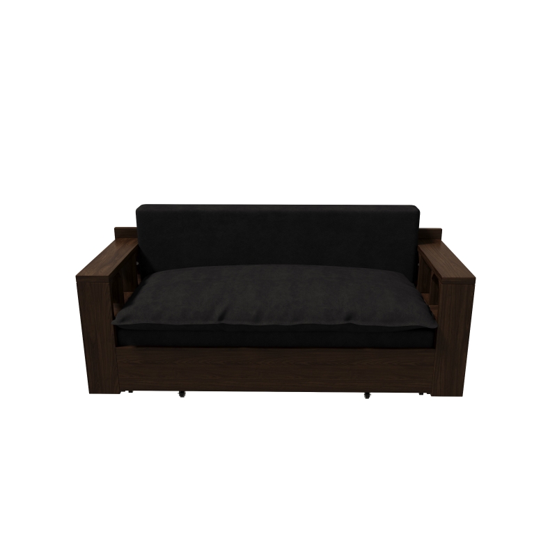 3-in-1 Convertible Sofa Bed with Pull Out Bed and Hidden Office Desk, Modern Velvet Loveseat Couch, 52.5" L x 30.5" W x 33" H, Black