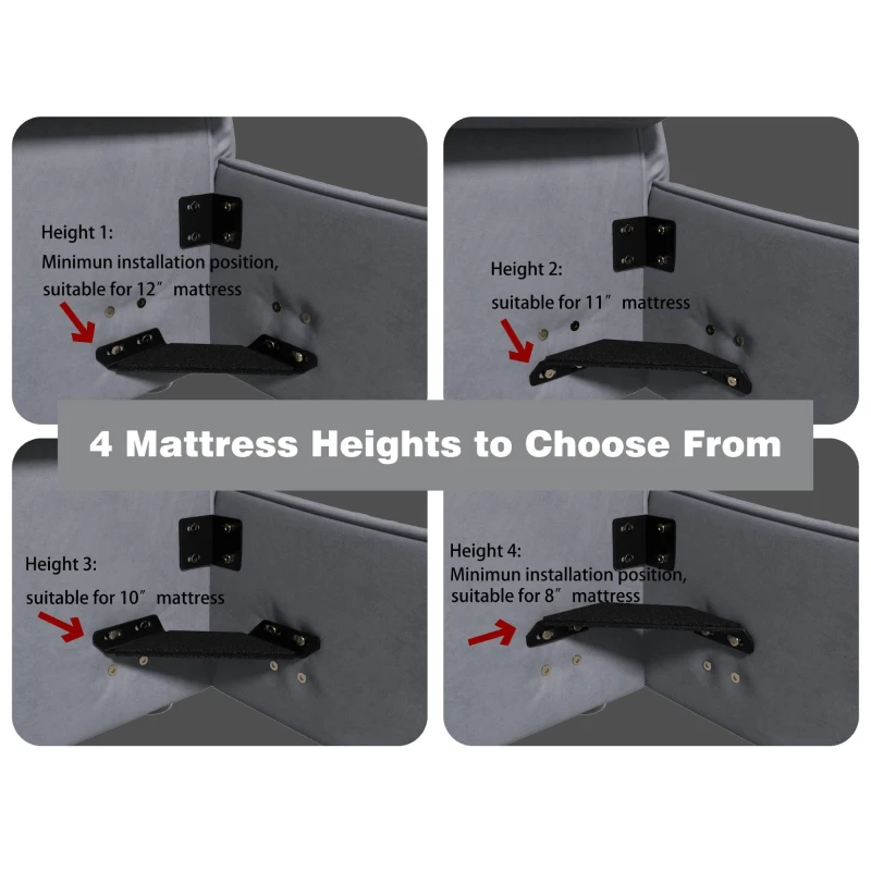 King Size Upholstered Platform Bed with Velvet Headboard, Metal & Solid Wood Frame, 97.5" L x 93" W x 42" H, Black