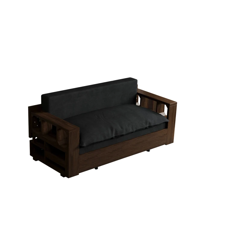 3-in-1 Convertible Sofa Bed with Pull Out Bed and Hidden Office Desk, Modern Velvet Loveseat Couch, 52.5" L x 30.5" W x 33" H, Black