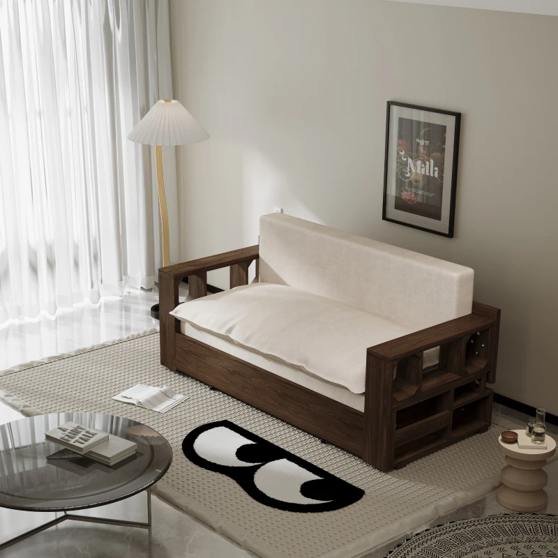 3-in-1 Convertible Sofa Bed with Pull Out Bed and Hidden Office Desk, Modern Velvet Loveseat Couch , 52.5" L x 30.5" W x 33" H, Beige