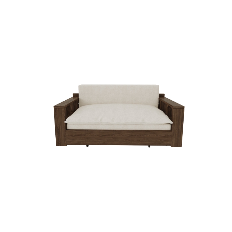 3-in-1 Convertible Sofa Bed with Pull Out Bed and Hidden Office Desk, Modern Velvet Loveseat Couch , 52.5" L x 30.5" W x 33" H, Beige