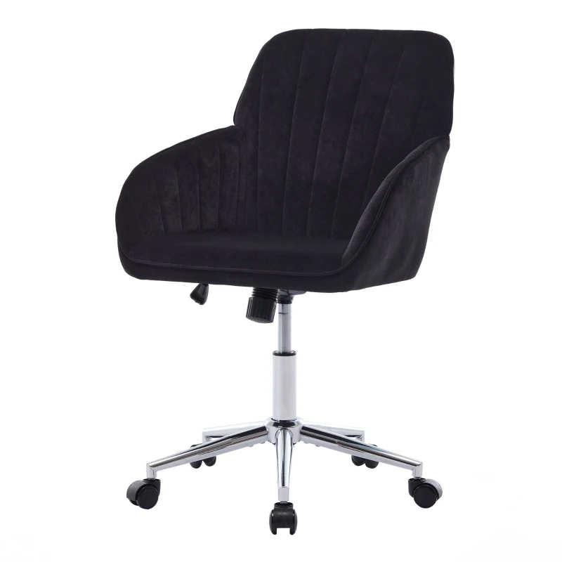 Adjustable Ergonomic Swivel Chair with Memory Foam Cushion and Lumbar Support, Office Chair with Silver Base, 25" L x 23" W x 38" H, Black