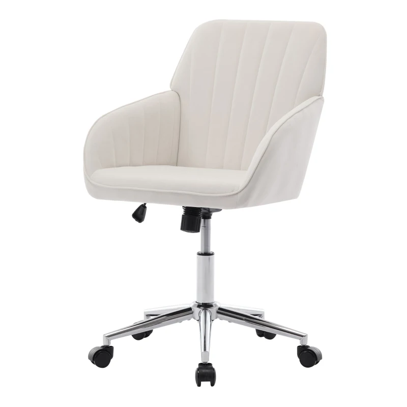 Adjustable Ergonomic Swivel Chair with Memory Foam Cushion and Lumbar Support, Office Chair with Silver Base, 25" L x 23" W x 38" H, Beige
