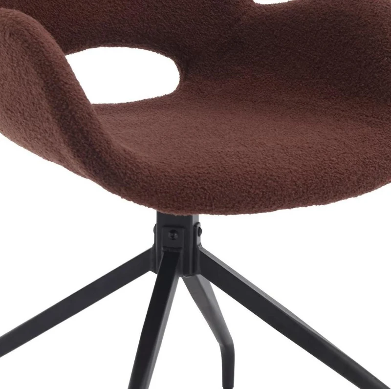 Teddy Velvet Upholstered Chair with Metal Legs for Bedroom, 360 Degree Rotating Computer Chair, 23" L x 22.5" W x 32.5" H, Dark Brown