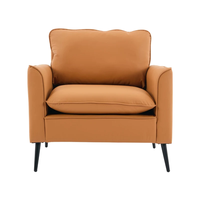 Leather Upholstered Sofa of Nordic Retro Light Luxury for Living Room and Bedroom, Single Casual Sofa, 31.5" L x 26" W x 31.5" H, Brown