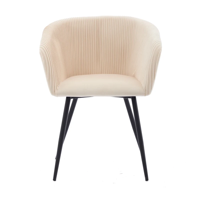 Modern Velvet Dining Chair with Armrests, Cushioned Bucket Seat, Ergonomic Design, 23" L x 22" W x 30" H, Creamy White