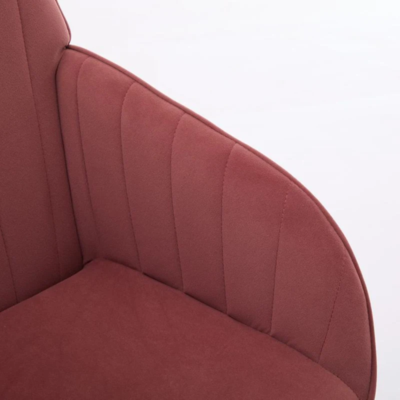 Ergonomic Adjustable Swivel Chair with Velvet Cushion and Lumbar Support, Office Chair with Golden Base, 25" L x 23" W x 38" H, Rose Red