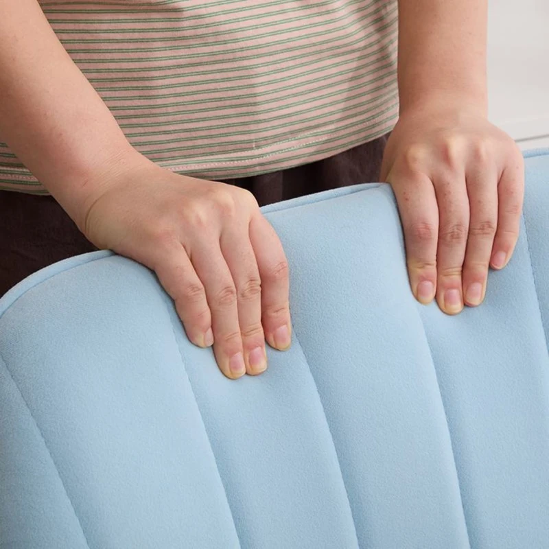 Adjustable Swivel Chair with Memory Foam Cushion and Lumbar Support, Ergonomic Office Chair with Silver Base, 25" L x 23" W x 38" H, Baby Blue