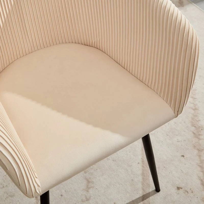 Modern Velvet Dining Chair with Armrests, Cushioned Bucket Seat, Ergonomic Design, 23" L x 22" W x 30" H, Creamy White