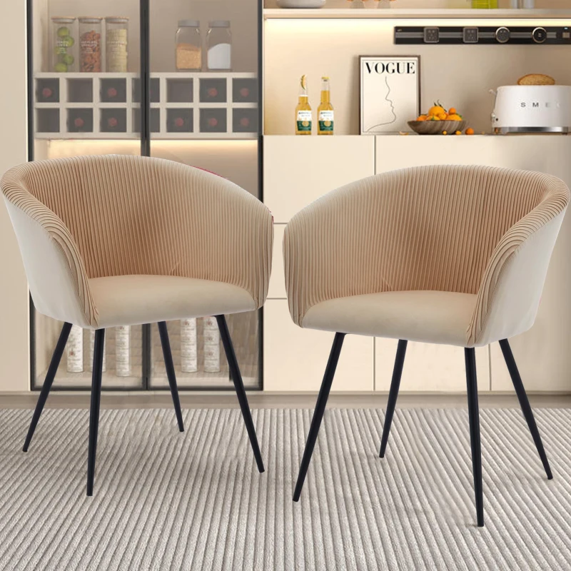 Modern Velvet Dining Chair with Armrests, Cushioned Bucket Seat, Ergonomic Design, 23" L x 22" W x 30" H, Creamy White