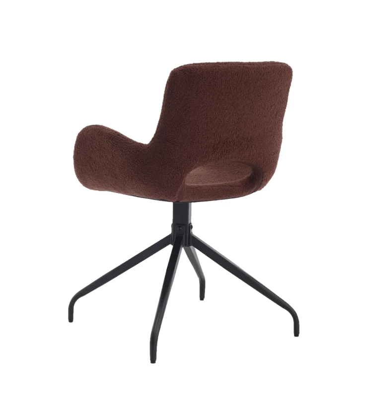 Teddy Velvet Upholstered Chair with Metal Legs for Bedroom, 360 Degree Rotating Computer Chair, 23" L x 22.5" W x 32.5" H, Dark Brown
