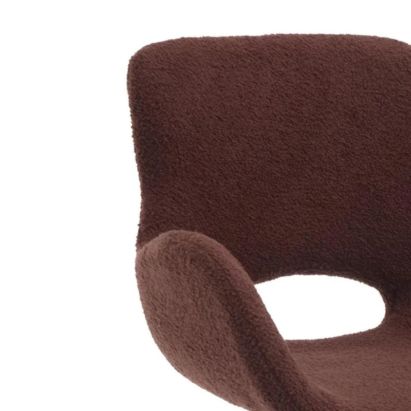 Teddy Velvet Upholstered Chair with Metal Legs for Bedroom, 360 Degree Rotating Computer Chair, 23" L x 22.5" W x 32.5" H, Dark Brown