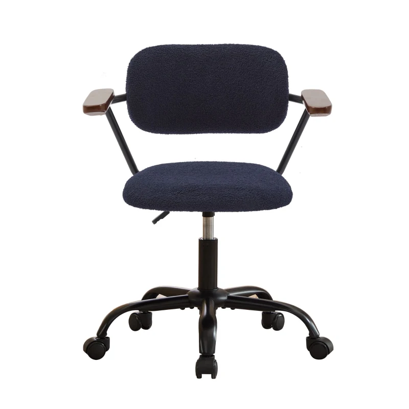 Height Adjustable Computer Chair with 360° Rotating Wheels, Ergonomic Backrest Support and Armrests, 26.5" L x 22" W x 33.5" H, Blue
