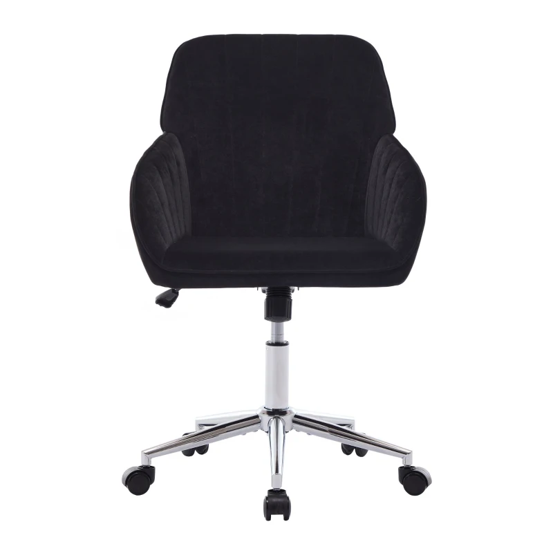 Adjustable Ergonomic Swivel Chair with Memory Foam Cushion and Lumbar Support, Office Chair with Silver Base, 25" L x 23" W x 38" H, Black