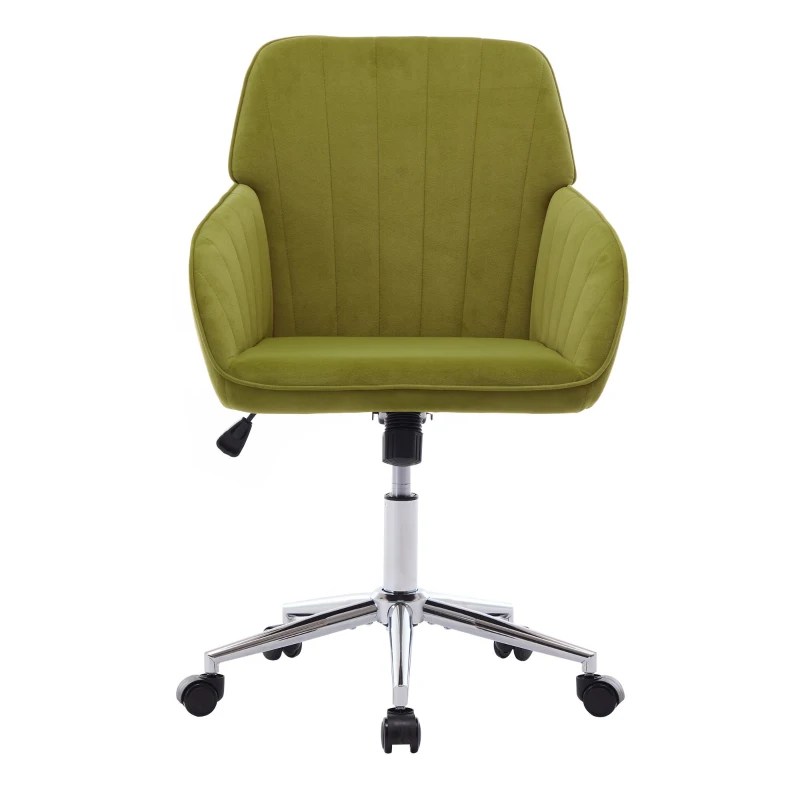Adjustable Swivel Chair with Memory Foam Cushion and Lumbar Support, Ergonomic Office Chair with Silver Base, 25" L x 23" W x 38" H, Pale Green
