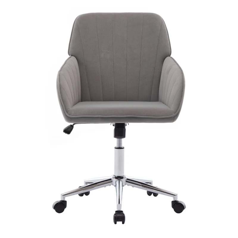 Adjustable Swivel Chair with Memory Foam Cushion and Lumbar Support, Ergonomic Office Chair with Silver Base, 25" L x 23" W x 38" H, Gray
