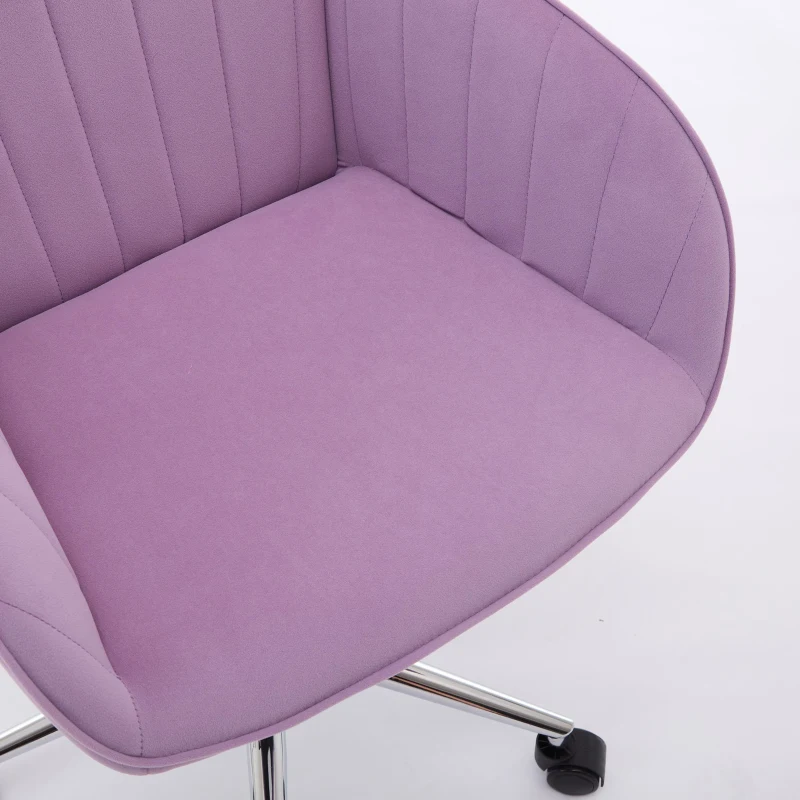 Adjustable Ergonomic Swivel Chair with Memory Foam Cushion and Lumbar Support, Office Chair with Silver Base, 25" L x 23" W x 38" H, Lilac