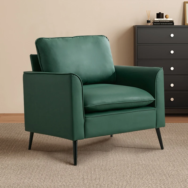 Leather Upholstered Sofa Chair of Nordic Retro Light Luxury for Living Room and Bedroom, Single Casual Sofa, 31.5" L x 26" W x 31.5" H, Green