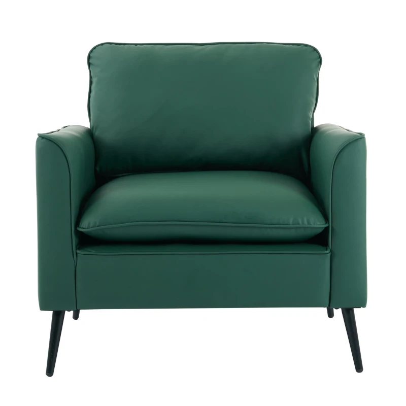 Leather Upholstered Sofa Chair of Nordic Retro Light Luxury for Living Room and Bedroom, Single Casual Sofa, 31.5" L x 26" W x 31.5" H, Green