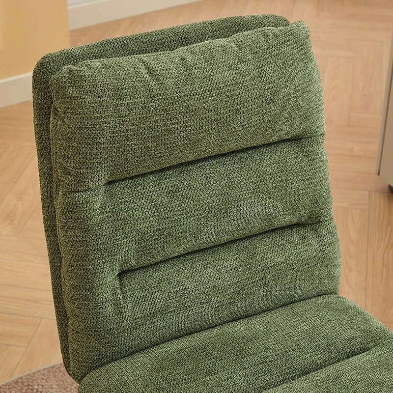 Armless Office Chair with Wheels and Fabric Cushions, Adjustable Height and Tilt, Ergonomic Design, 22" L x 21.5" W x 41" H, Green