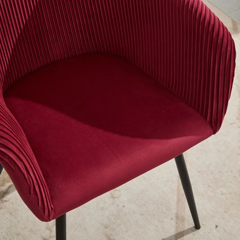 Modern Velvet Dining Chair with Armrests, Cushioned Bucket Seat, Ergonomic Design, 23" L x 22" W x 30" H, Wine Red