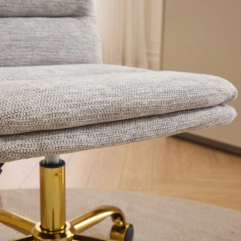 Armless Office Chair with Wheels and Fabric Cushions, Adjustable Height and Tilt, Ergonomic Design, 22" L x 21.5" W x 41" H, Grey