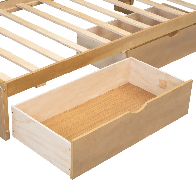 Twin Size Daybed with 2 Storage Drawers, Storage Cabinets, USB Ports, Solid Wood and MDF, 86" L x 51" W x 37.5" H, Wood
