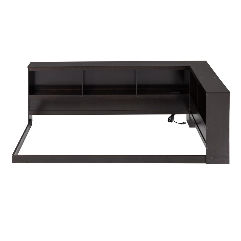 Wood Twin Size Daybed with Storage Cabinets and USB Ports, Solid Pine Wood Construction, 87" L x 50" W x 31.5" H, Espresso