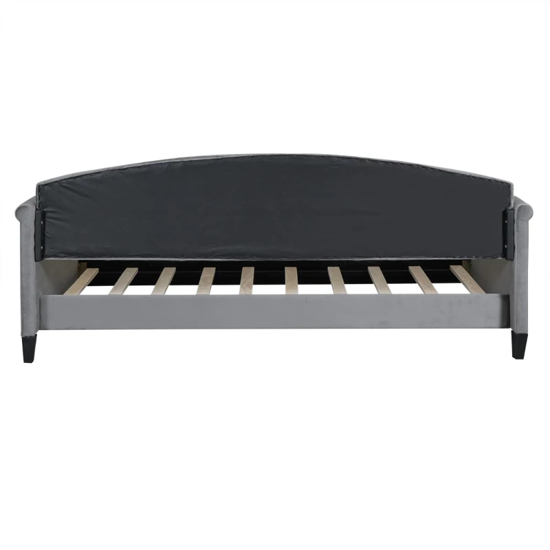 Modern Luxury Tufted Button Twin Size Upholstered Daybed Frame with Foam Padding, Wood Supports, 80.5" L x 45.5" W x 34" H, Gray